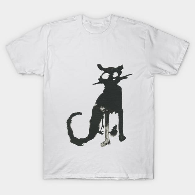 Sitting Black Cat T-Shirt by Bollocks